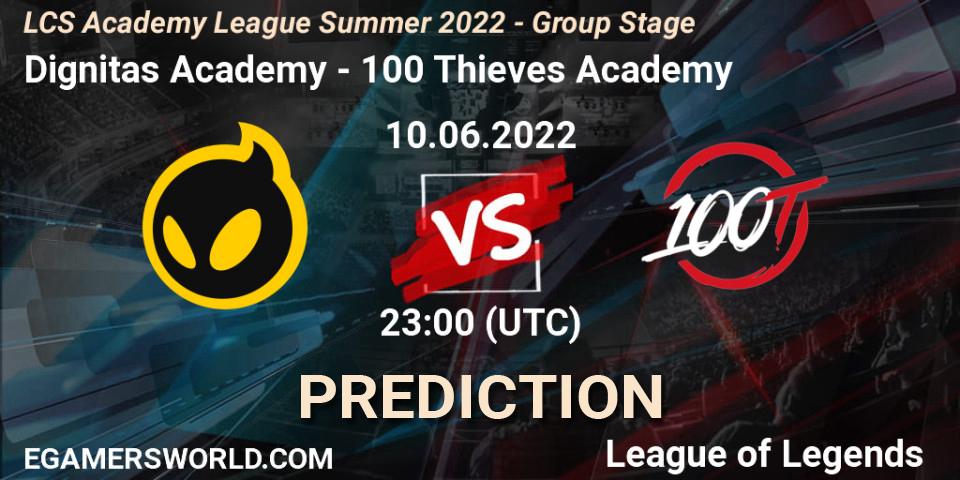 Dignitas Academy vs 100 Thieves Academy: Match Prediction. 10.06.2022 at 22:00, LoL, LCS Academy League Summer 2022 - Group Stage