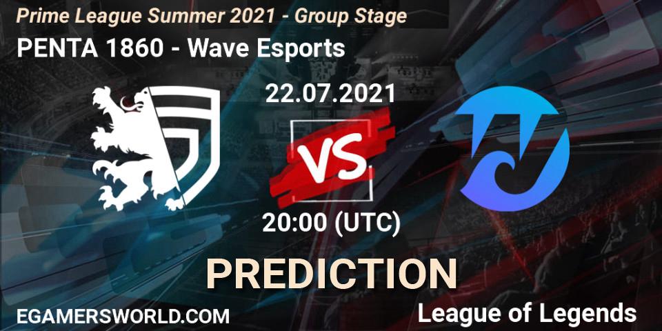 PENTA 1860 vs Wave Esports: Match Prediction. 22.07.2021 at 17:00, LoL, Prime League Summer 2021 - Group Stage