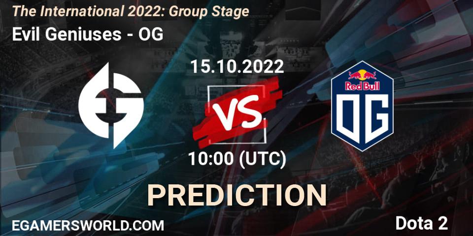 Evil Geniuses vs OG: Match Prediction. 15.10.2022 at 11:17, Dota 2, The International 2022: Group Stage