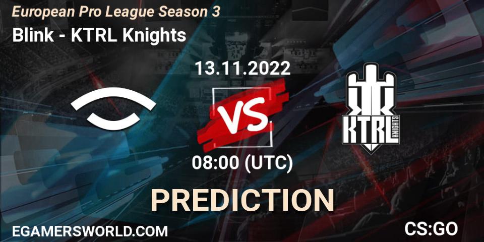 Blink vs KTRL Knights: Match Prediction. 14.11.2022 at 16:00, Counter-Strike (CS2), European Pro League Season 3