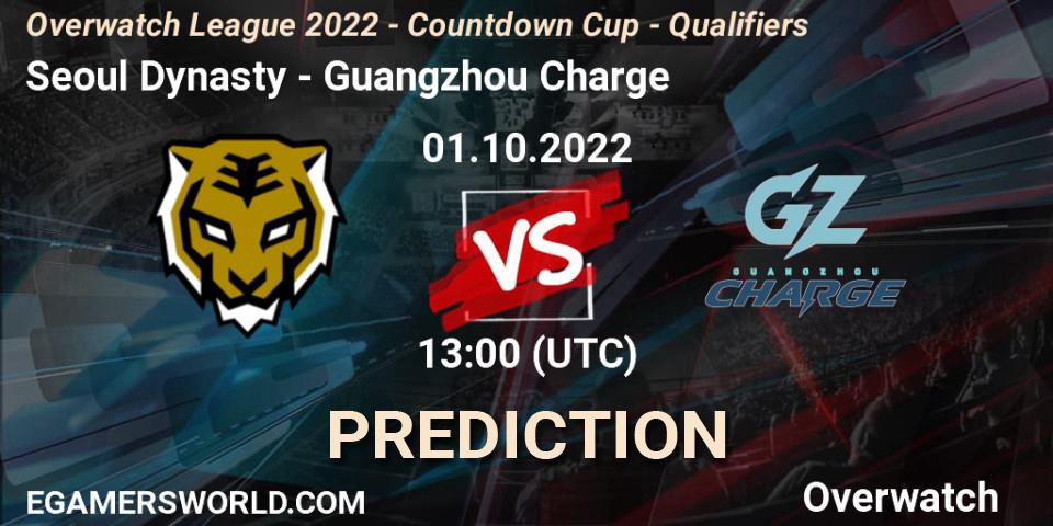 Seoul Dynasty vs Guangzhou Charge: Match Prediction. 01.10.2022 at 13:55, Overwatch, Overwatch League 2022 - Countdown Cup - Qualifiers