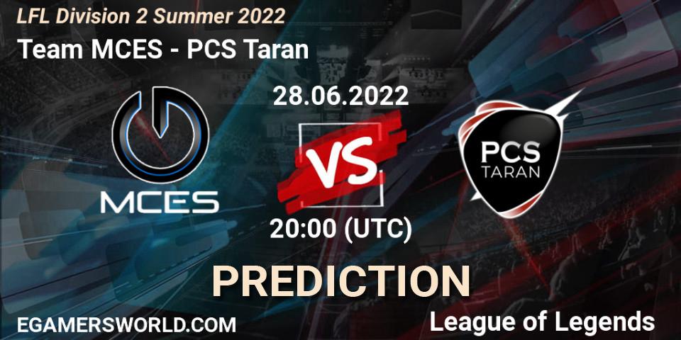 Team MCES vs PCS Taran: Match Prediction. 28.06.2022 at 20:00, LoL, LFL Division 2 Summer 2022