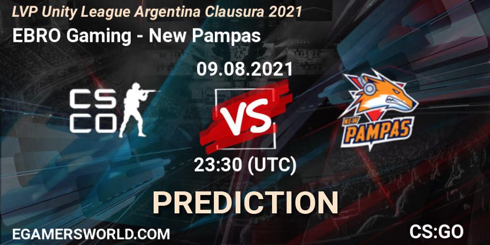 EBRO Gaming vs New Pampas: Match Prediction. 09.08.2021 at 23:30, Counter-Strike (CS2), LVP Unity League Argentina Clausura 2021