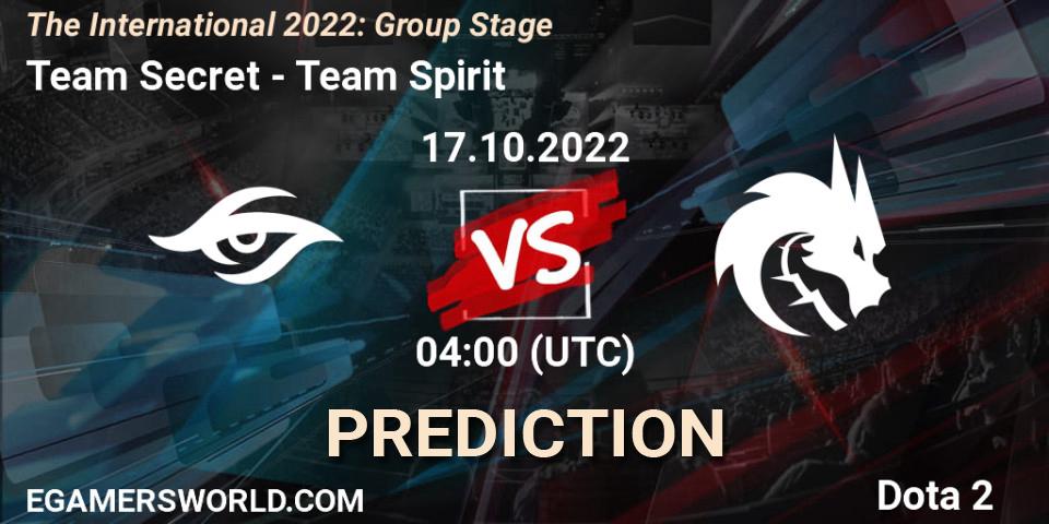 Team Secret vs Team Spirit: Match Prediction. 17.10.22, Dota 2, The International 2022: Group Stage