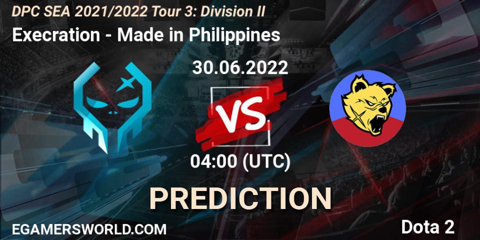 Execration vs Made in Philippines: Match Prediction. 30.06.2022 at 04:02, Dota 2, DPC SEA 2021/2022 Tour 3: Division II