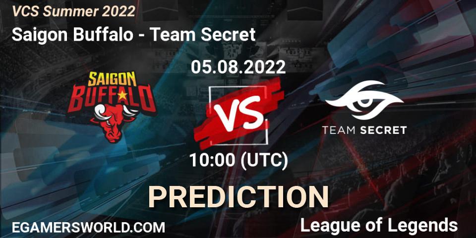 Saigon Buffalo vs Team Secret: Match Prediction. 05.08.2022 at 10:00, LoL, VCS Summer 2022