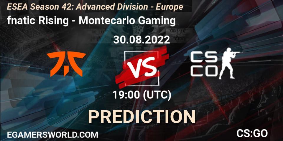 fnatic Rising vs Montecarlo Gaming: Match Prediction. 15.09.2022 at 19:00, Counter-Strike (CS2), ESEA Season 42: Advanced Division - Europe