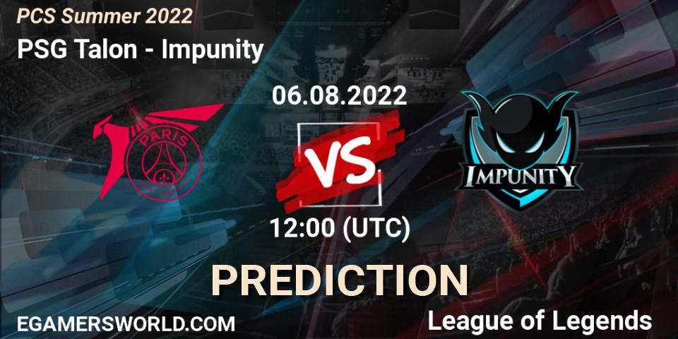 PSG Talon vs Impunity: Match Prediction. 05.08.22, LoL, PCS Summer 2022
