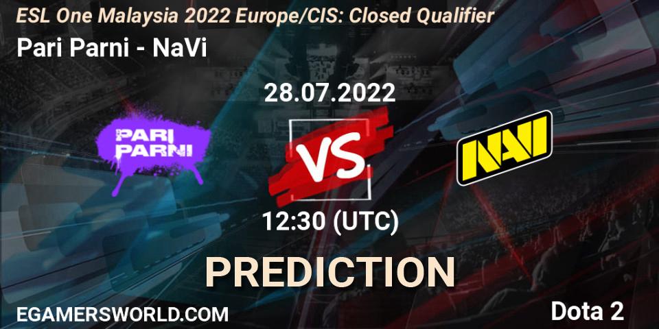 Pari Parni vs NaVi: Match Prediction. 28.07.2022 at 12:34, Dota 2, ESL One Malaysia 2022 Europe/CIS: Closed Qualifier