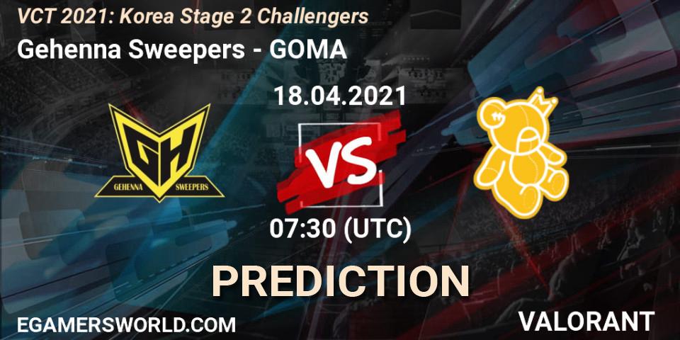 Gehenna Sweepers vs GOMA: Match Prediction. 18.04.2021 at 07:30, VALORANT, VCT 2021: Korea Stage 2 Challengers