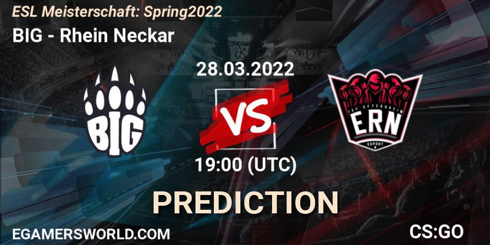 BIG Academy vs Rhein Neckar: Match Prediction. 28.03.2022 at 18:00, Counter-Strike (CS2), ESL Meisterschaft: Spring 2022
