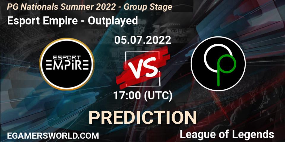 Esport Empire vs Outplayed: Match Prediction. 05.07.2022 at 18:00, LoL, PG Nationals Summer 2022 - Group Stage