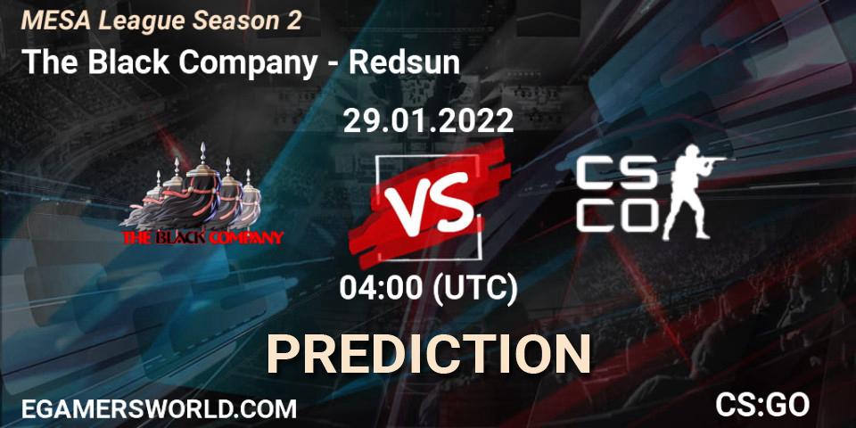 The Black Company vs Redsun: Match Prediction. 29.01.2022 at 04:00, Counter-Strike (CS2), MESA League Season 2