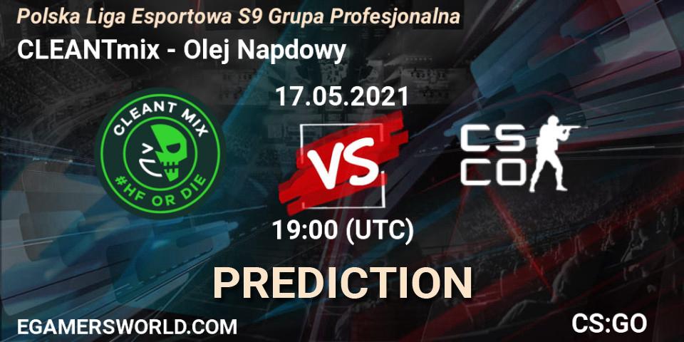 CLEANTmix vs Olej Napędowy: Match Prediction. 17.05.2021 at 19:00, Counter-Strike (CS2), Polska Liga Esportowa S9 Grupa Profesjonalna