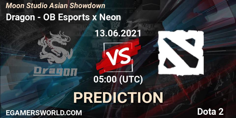 Dragon vs OB Esports x Neon: Match Prediction. 13.06.21, Dota 2, Moon Studio Asian Showdown