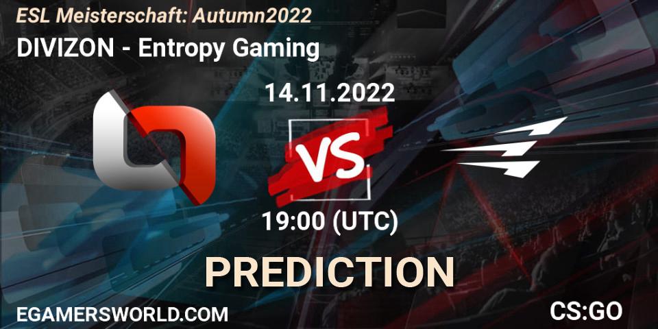 DIVIZON vs Entropy Gaming: Match Prediction. 17.11.2022 at 19:00, Counter-Strike (CS2), ESL Meisterschaft: Autumn 2022