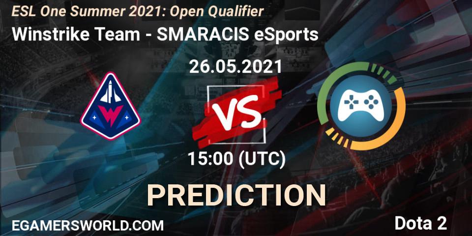 Winstrike Team vs SMARACIS eSports: Match Prediction. 26.05.2021 at 15:06, Dota 2, ESL One Summer 2021: Open Qualifier