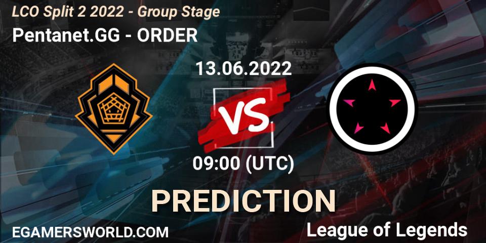 Pentanet.GG vs ORDER: Match Prediction. 13.06.22, LoL, LCO Split 2 2022 - Group Stage