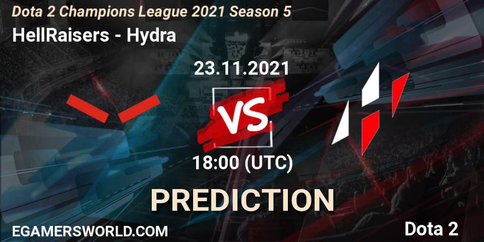 HellRaisers vs Hydra: Match Prediction. 23.11.2021 at 18:24, Dota 2, Dota 2 Champions League 2021 Season 5
