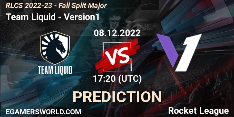 Team Liquid vs Version1: Match Prediction. 08.12.2022 at 17:20, Rocket League, RLCS 2022-23 - Fall Split Major