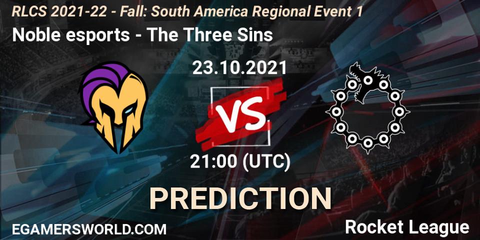 Noble esports vs The Three Sins: Match Prediction. 23.10.21, Rocket League, RLCS 2021-22 - Fall: South America Regional Event 1