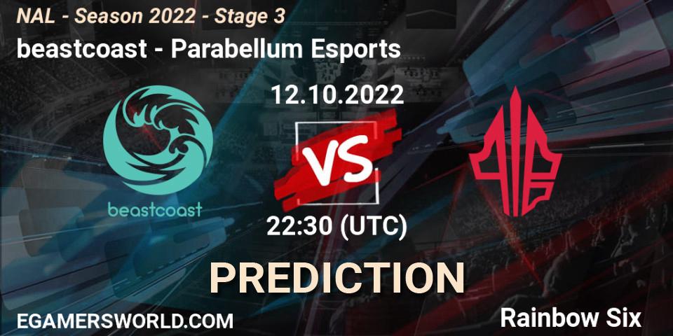 beastcoast vs Parabellum Esports: Match Prediction. 12.10.2022 at 22:30, Rainbow Six, NAL - Season 2022 - Stage 3