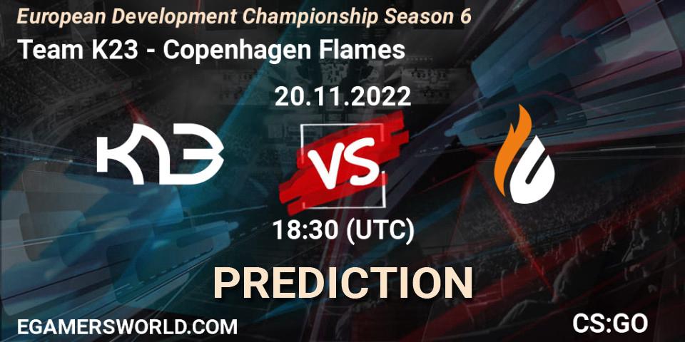 Team K23 vs Copenhagen Flames: Match Prediction. 20.11.2022 at 18:30, Counter-Strike (CS2), European Development Championship Season 6