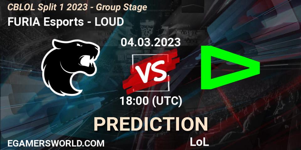 FURIA Esports vs LOUD: Match Prediction. 04.03.2023 at 19:00, LoL, CBLOL Split 1 2023 - Group Stage