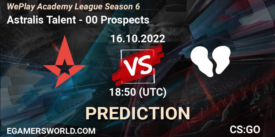 Astralis Talent vs 00 Prospects: Match Prediction. 16.10.22, CS2 (CS:GO), WePlay Academy League Season 6