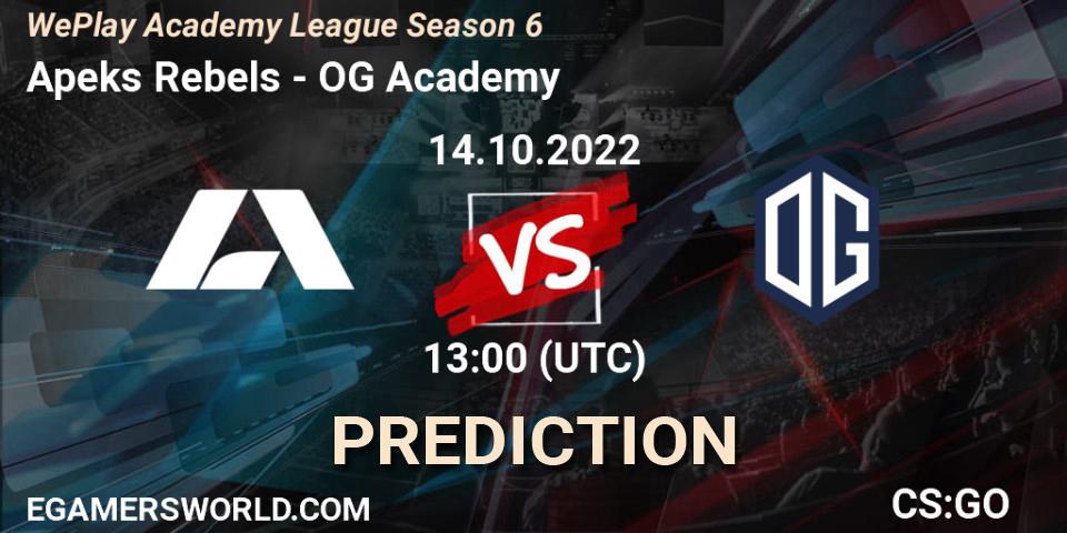 Apeks Rebels vs OG Academy: Match Prediction. 14.10.22, CS2 (CS:GO), WePlay Academy League Season 6