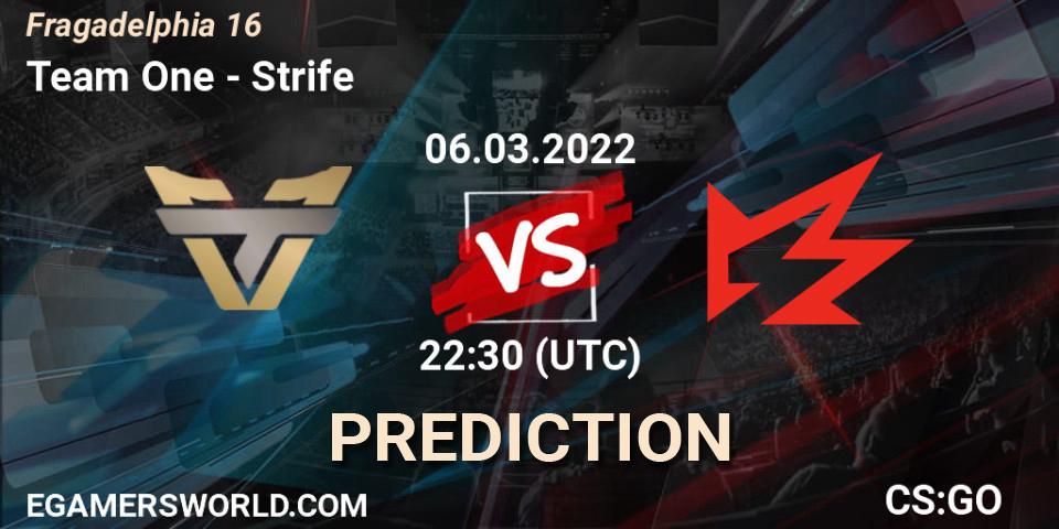 Team One vs Strife: Match Prediction. 06.03.2022 at 23:40, Counter-Strike (CS2), Fragadelphia 16