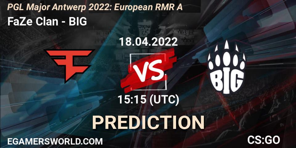 FaZe Clan vs BIG: Match Prediction. 18.04.22, CS2 (CS:GO), PGL Major Antwerp 2022: European RMR A