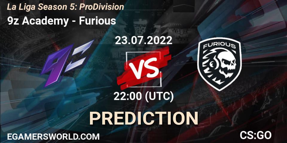 9z Academy vs Furious: Match Prediction. 23.07.2022 at 22:10, Counter-Strike (CS2), La Liga Season 5: Pro Division