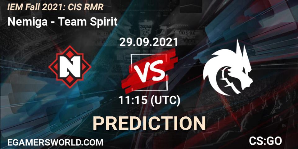 Nemiga vs Team Spirit: Match Prediction. 29.09.2021 at 11:15, Counter-Strike (CS2), IEM Fall 2021: CIS RMR