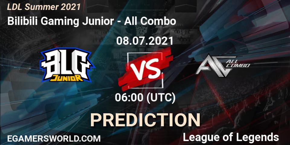Bilibili Gaming Junior vs All Combo: Match Prediction. 08.07.2021 at 06:00, LoL, LDL Summer 2021