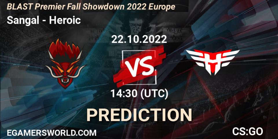 Sangal vs Heroic: Match Prediction. 22.10.2022 at 14:30, Counter-Strike (CS2), BLAST Premier Fall Showdown 2022 Europe
