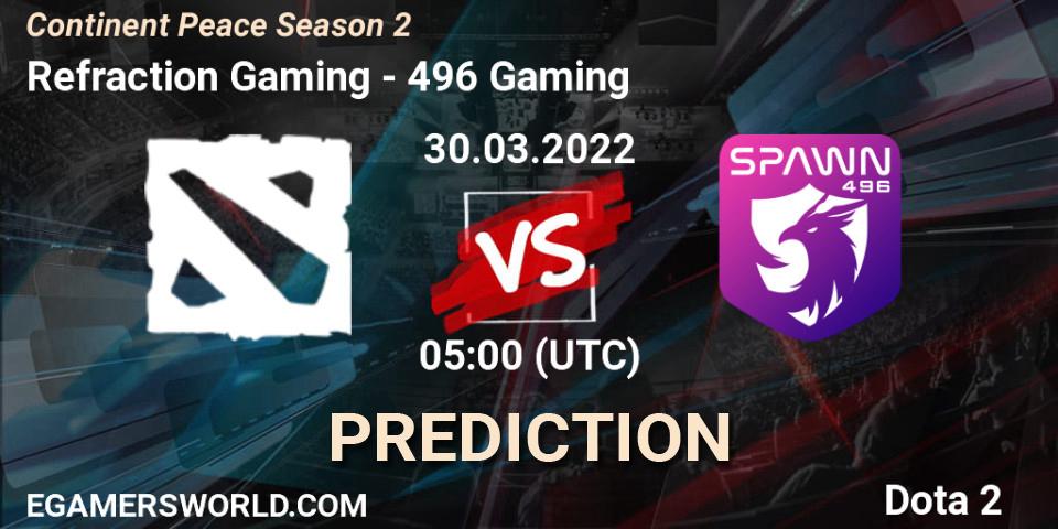 Refraction Gaming vs 496 Gaming: Match Prediction. 31.03.22, Dota 2, Continent Peace Season 2 