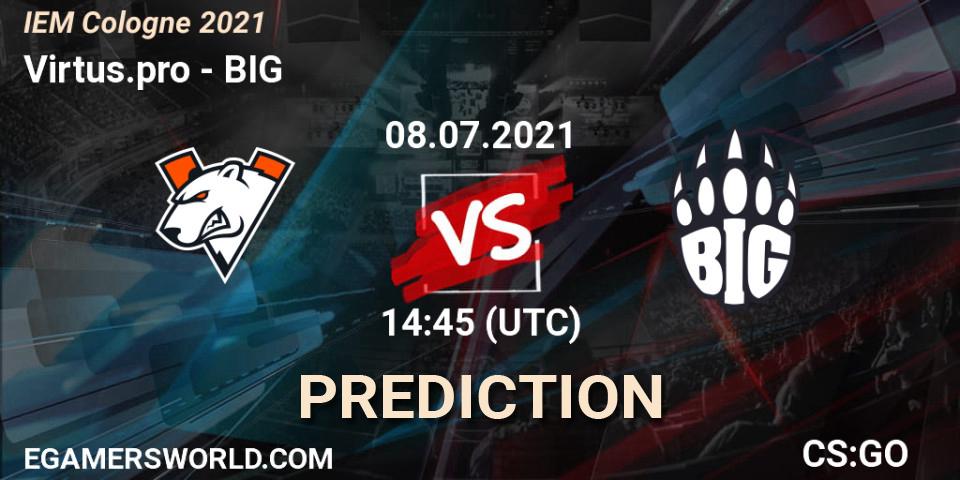 Virtus.pro vs BIG: Match Prediction. 08.07.2021 at 15:35, Counter-Strike (CS2), IEM Cologne 2021