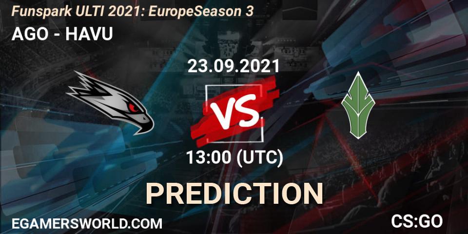 AGO vs HAVU: Match Prediction. 23.09.2021 at 13:00, Counter-Strike (CS2), Funspark ULTI 2021: Europe Season 3