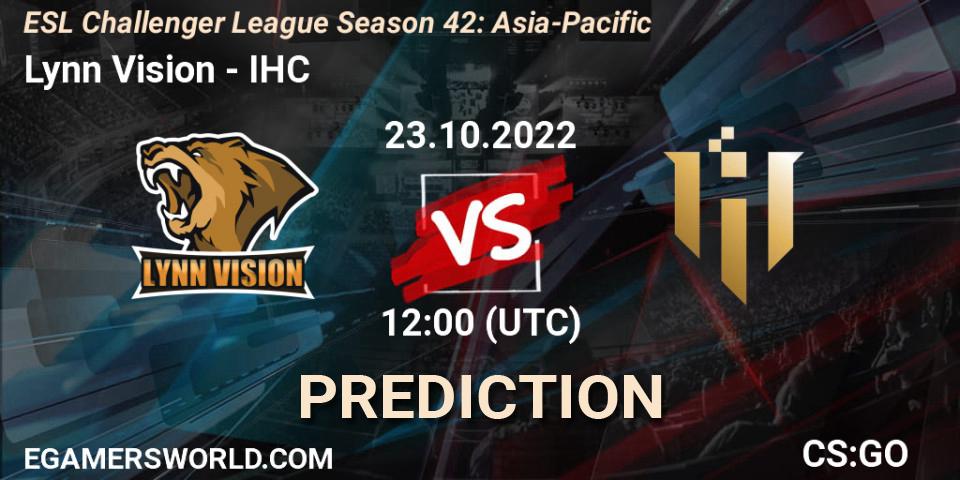 Lynn Vision vs IHC: Match Prediction. 23.10.2022 at 12:00, Counter-Strike (CS2), ESL Challenger League Season 42: Asia-Pacific