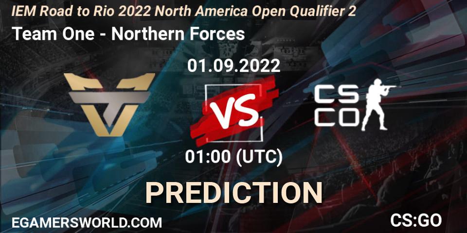Team One vs Northern Forces: Match Prediction. 01.09.2022 at 01:00, Counter-Strike (CS2), IEM Road to Rio 2022 North America Open Qualifier 2