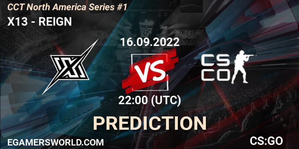 X13 vs REIGN: Match Prediction. 16.09.2022 at 22:00, Counter-Strike (CS2), CCT North America Series #1