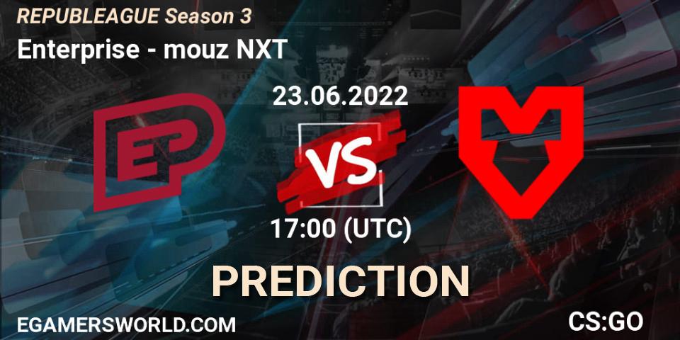 Enterprise vs mouz NXT: Match Prediction. 23.06.2022 at 17:25, Counter-Strike (CS2), REPUBLEAGUE Season 3
