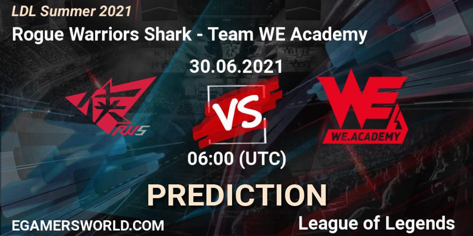 Rogue Warriors Shark vs Team WE Academy: Match Prediction. 30.06.2021 at 06:00, LoL, LDL Summer 2021