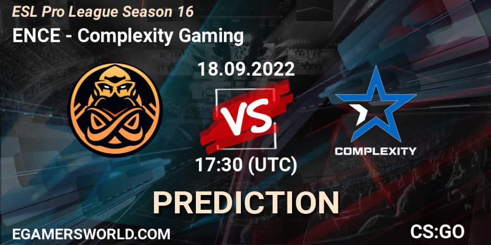 ENCE vs Complexity Gaming: Match Prediction. 18.09.2022 at 17:30, Counter-Strike (CS2), ESL Pro League Season 16