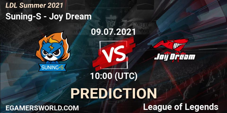 Suning-S vs Joy Dream: Match Prediction. 09.07.2021 at 12:00, LoL, LDL Summer 2021