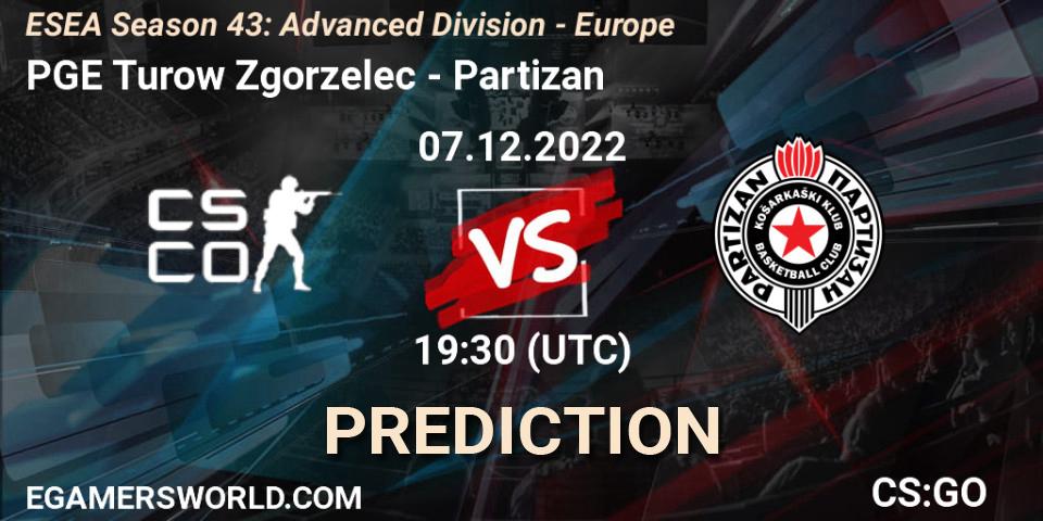 PGE Turow Zgorzelec vs Partizan: Match Prediction. 07.12.22, CS2 (CS:GO), ESEA Season 43: Advanced Division - Europe
