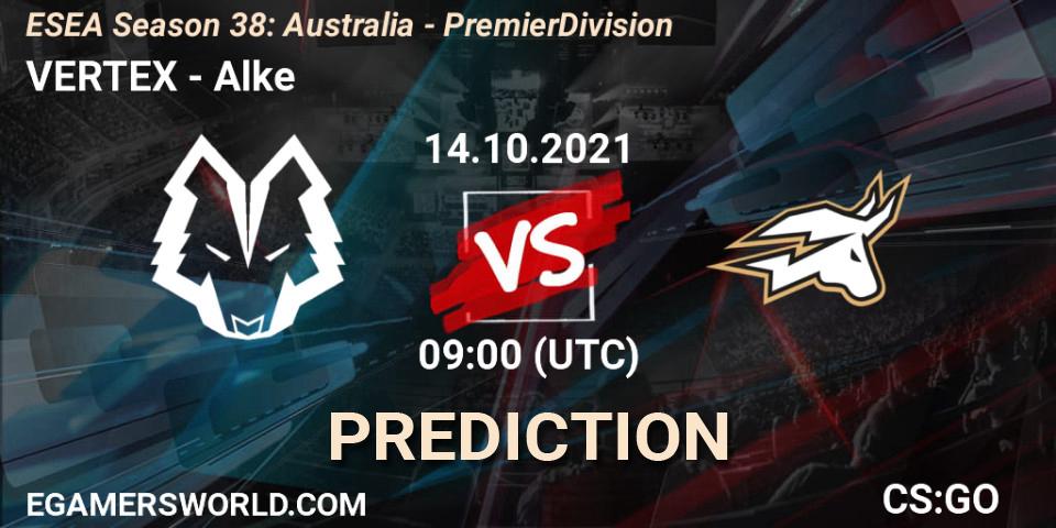 VERTEX vs Alke: Match Prediction. 14.10.2021 at 09:00, Counter-Strike (CS2), ESEA Season 38: Australia - Premier Division