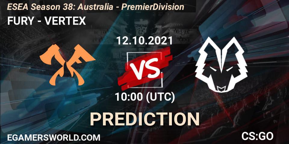 FURY vs VERTEX: Match Prediction. 12.10.21, CS2 (CS:GO), ESEA Season 38: Australia - Premier Division