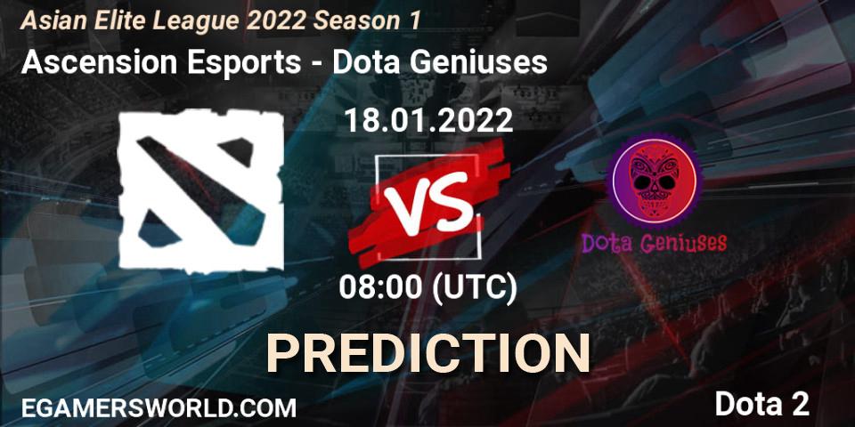 Ascension Esports vs Dota Geniuses: Match Prediction. 18.01.2022 at 08:00, Dota 2, Asian Elite League 2022 Season 1
